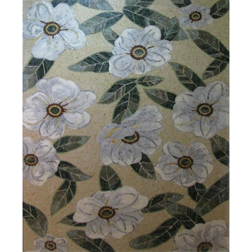Mosaic Wallpaper, White Aster Flower, 31"x47"