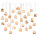 Currey & Company - Lazio Multi-Drop Pendant, 30-Light - The Lazio 30-Light Multi-Drop Pendant has luminous shades carved from natural alabaster. The veining in the material makes each shade unique because each stone taken from the earth will have its own personality. The shape of the shade and the thinness of the stem on which it dangles are of the simplest in form. This leaves the natural material to shine. The painted silver finish also helps to keep the design light and airy. We offer the Lazio in a number of different configurations with multiple shades.