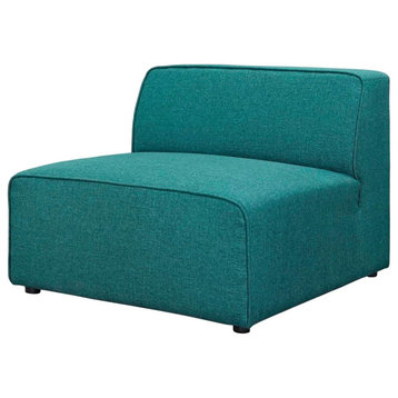 Modern Accent Chair, Armless Design With Extra Padded Seat and Back, Teal