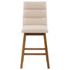 CorLiving Boston Channel Tufted Fabric Barstool, Beige, Set of 2