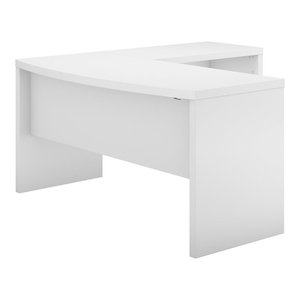 Bbf Echo By Kathy Ireland L Shaped Bow Front Desk In Pure White