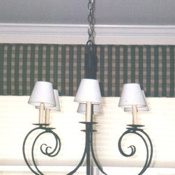 Check Fabric Straight Cornice in Dining Room - Window Treatments