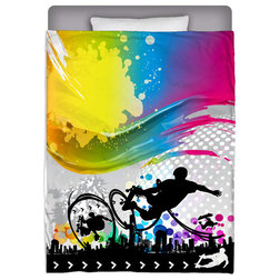 Contemporary Comforters And Comforter Sets Eco Friendly Made In USA "Skate City" Skateboard Twin Comforter