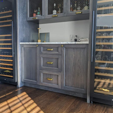 Dry bar with metal accents
