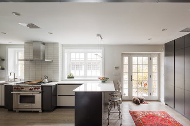 Example of a minimalist kitchen design in Philadelphia