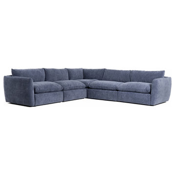 Divani Casa Kinsey Blue Fabric Modular Sectional Sofa