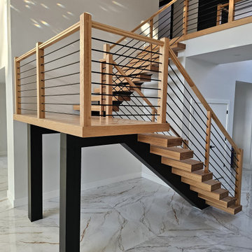 143_Modern Floating Red Oak and Metal Staircase, Sterling, VA