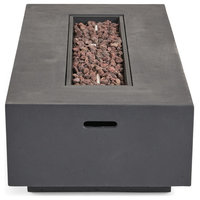 GDF Studio Jaxon Outdoor 50,000 BTU Rectangular Fire Table with Tank Holder, Dark Gray