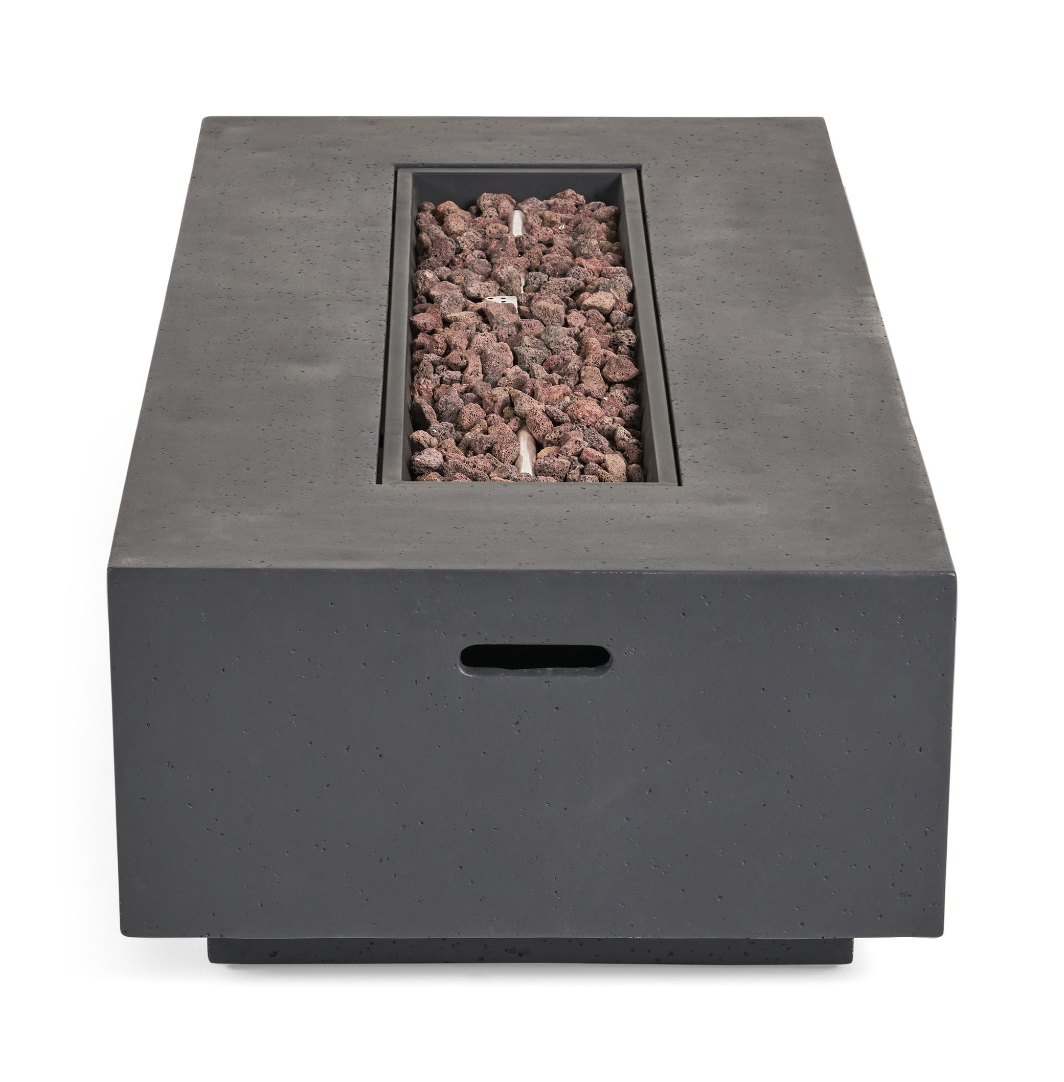 GDF Studio Jaxon Outdoor 50,000 BTU Rectangular Fire Table with Tank Holder, Dark Gray