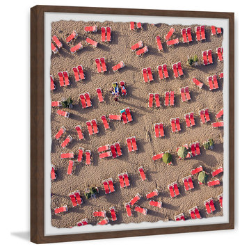 "Red Beach Chairs" Framed Painting Print, 12"x12"