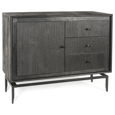 Camilo 3 Drawer Wood Accent Cabinet, Black