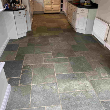 Dirty Semi Riven Brazilian Slate Floor Renovated in Thatcham Berkshire