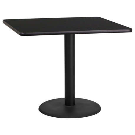 Restaurant Tables and Chairs, "Quarx" 36'' Square Laminate Dining Table, Black