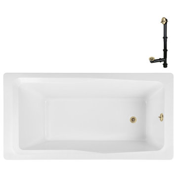 Streamline 66 in. x 34 in. Acrylic Drop-In Bathtub, Polished Brass