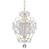 Amorette 1-Light White Finish Mini Chandelier With Crystals Glam Lighting