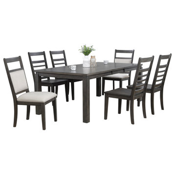 Sunset Trading Shades of Gray 7 Piece Dining Set With Upholstered End Chairs