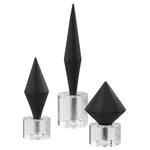 Uttermost - Uttermost Alize Black Sculptures,, Set of 3 - Elegant Black Diamonds Crafted From Black Man-made Stone Atop Crystal Bases. Sizes: S-5x7x5, M-4x10x4, L-4x14x4Uttermost's Accessories Combine Premium Quality Materials With Unique High-style Design. With The Advanced Product Engineering And Packaging Reinforcement, Uttermost Maintains Some Of The Lowest Damage Rates In The Industry. Each Product Is Designed, Manufactured And Packaged With Shipping In Mind.