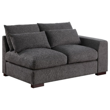 Reversible Modular Sectional Fabric Sofa With Two Ottoman-Dark Gray