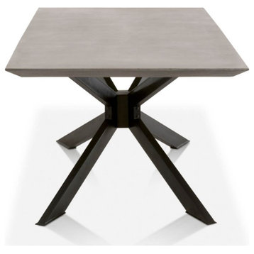 Industry Rectangle Dining Table Ash Gray Concrete, Distressed Black Iron