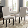 Tan Fabric Dining Chairs with Nail head Trim, Set of 2, Tan
