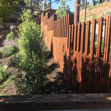 Stepped redwood utilizing 2x2 surfaced redwood - redwood tone stain