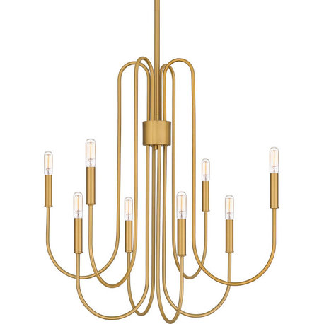 Quoizel CBR5028 8 Light 28"W Candle Style Chandelier - Brushed Weathered Brass