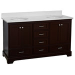 Kitchen Bath Collection - Harper 60" Bathroom Vanity, Chocolate, Quartz, Double - The Harper: Style, storage, and quality. No compromise necessary.