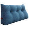 Bedrest Back Support Pillow, Bolster Lumbar Pillow, Reading Wedge Linen Blue, 39x20x8