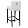 Brooke Bar Stool, Ivory Leather With Espresso Frame and Legs