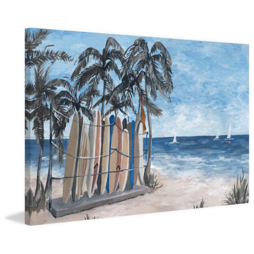 "Surfboards and Palm Tree" Painting Print on Wrapped Canvas, 60"x40"