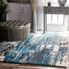Winter Abstract Area Rug, Blue, 5'x8'