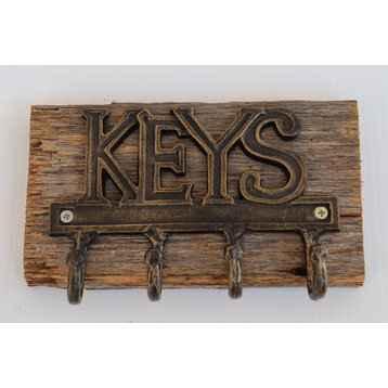 KEYS Entryway Wall Hanger Cast Iron Metal Key Organizer 4 Hooks