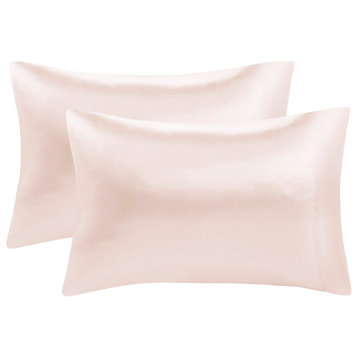 Madison Park Essentials Satin Luxury Satin 2-Piece Pillowcase Set, Blush Pink