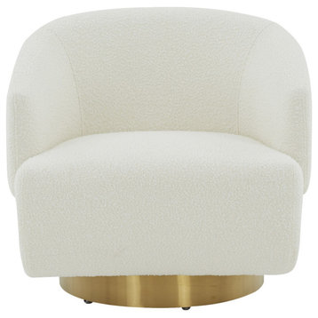 Safavieh Couture Pollyanne Boucle Swivel Accent Chair Ivory/Gold