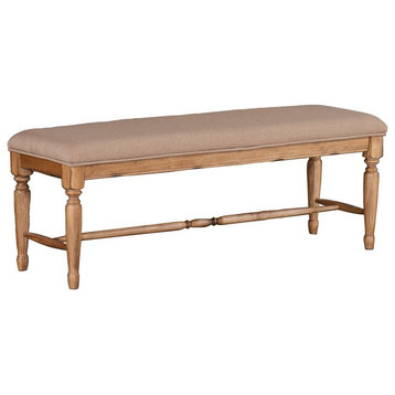 A-America Bennett Fabric Upholstered Solid Wood Dining Bench in Smoky Quartz