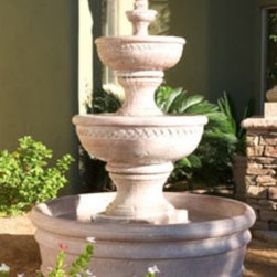 Custom Sonoma Three Tiered Fountain with Basin - Outdoor Fountains And Ponds