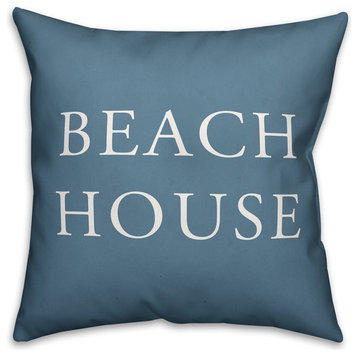 Coastal Blue Beach House Spun Poly Pillow, 18x18