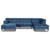 Hayes RAF Modular Sectional Chaise Sofa with Ottoman, Imperial Blue