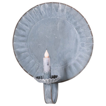 Large Round Candle Sconce in Weathered Zinc