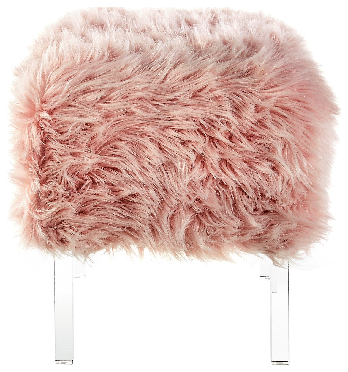 Theophania Luxe Faux Fur Acrylic Leg Ottoman, Rose