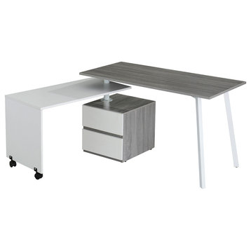 Techni Mobili Rotating Multi, Positional Modern Desk , Color, Gray