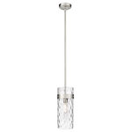 Z-Lite - Z-Lite 3035P6-BN Fontaine 1 Light Pendant in Brushed Nickel - Suspend an alluring four-light pendant fixture from your kitchen ceiling for an aesthetic display. Featuring in a cylinder glass shade with a lovely ripple texture, this piece is crafted from steel with a rubbed brass finish.