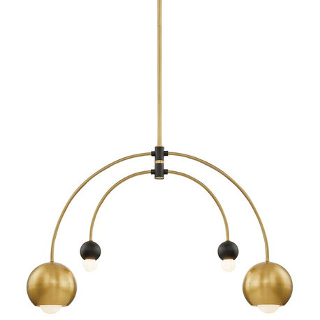 Willow 4-Light Chandelier Aged Brass/Black Finish