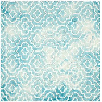 Safavieh Dip Dye Ddy538D Turquoise, Ivory Area Rug, 7'x7'