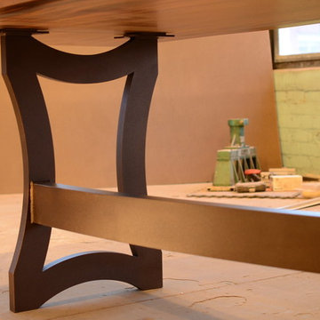 Monkey Pod Single Slab Table Top with Metal Base