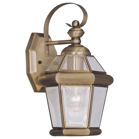 Georgetown Outdoor Wall Lantern, Antique Brass