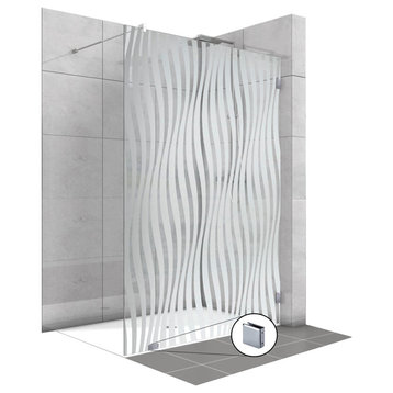 Fixed Glass Shower Screens With Frosted Waves Design, Semi-Private, 43-1/2" X 75"