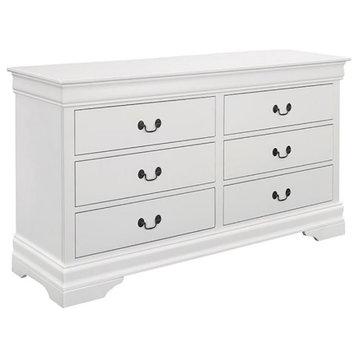 Coaster Louis Philippe Traditional 6-Drawer Wood Dresser in White