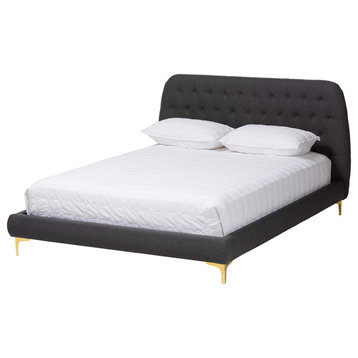 Ingrid Glam and Luxe Full Platform Bed, Dark Gray, Full