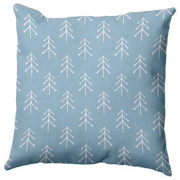 Ice Colored Patterned Trees Winter Polyester Throw Pillow, 16"x16"